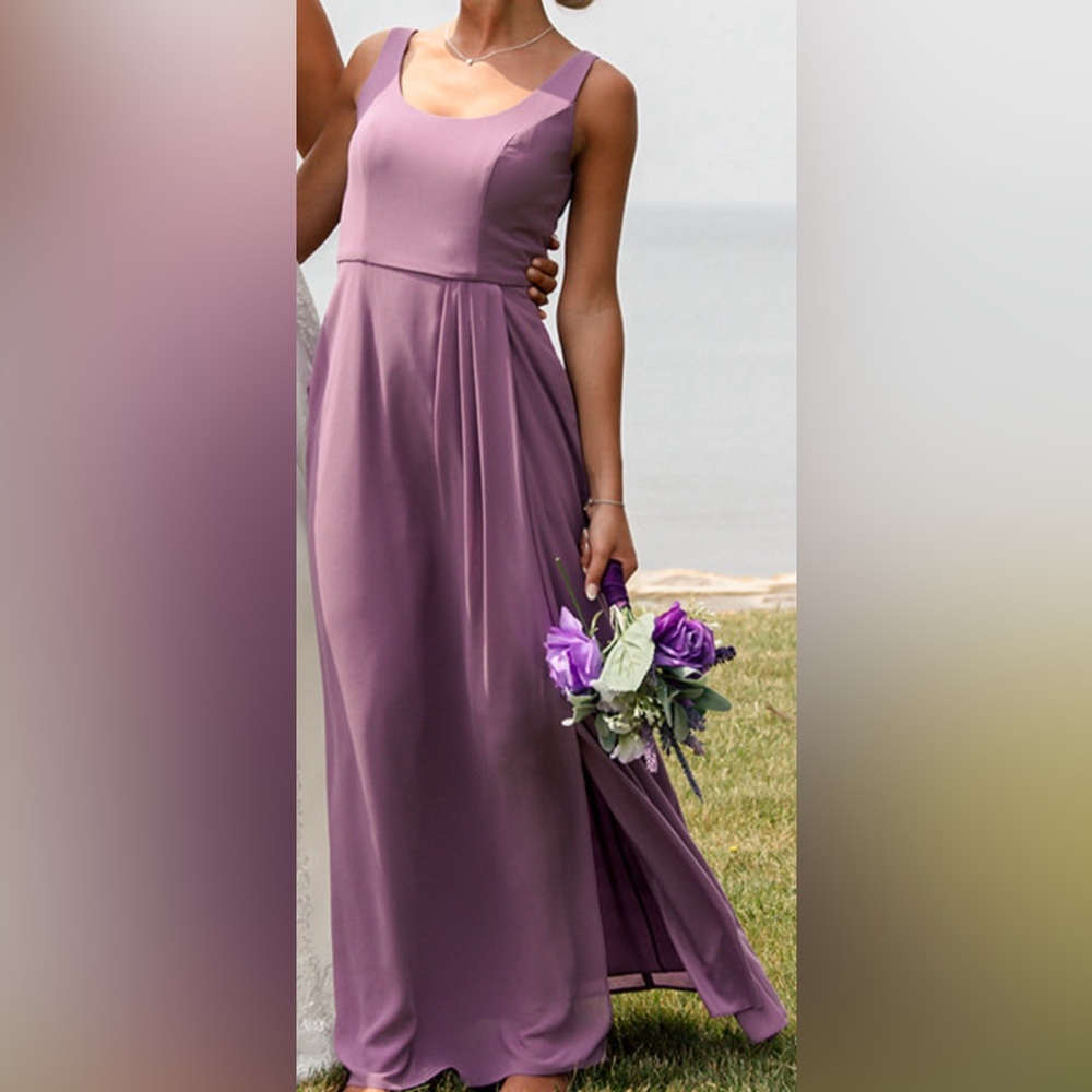 David’s Bridal Studio Bridesmaid Purple Dress Size 0 W/ Pockets, Tied Back Bow